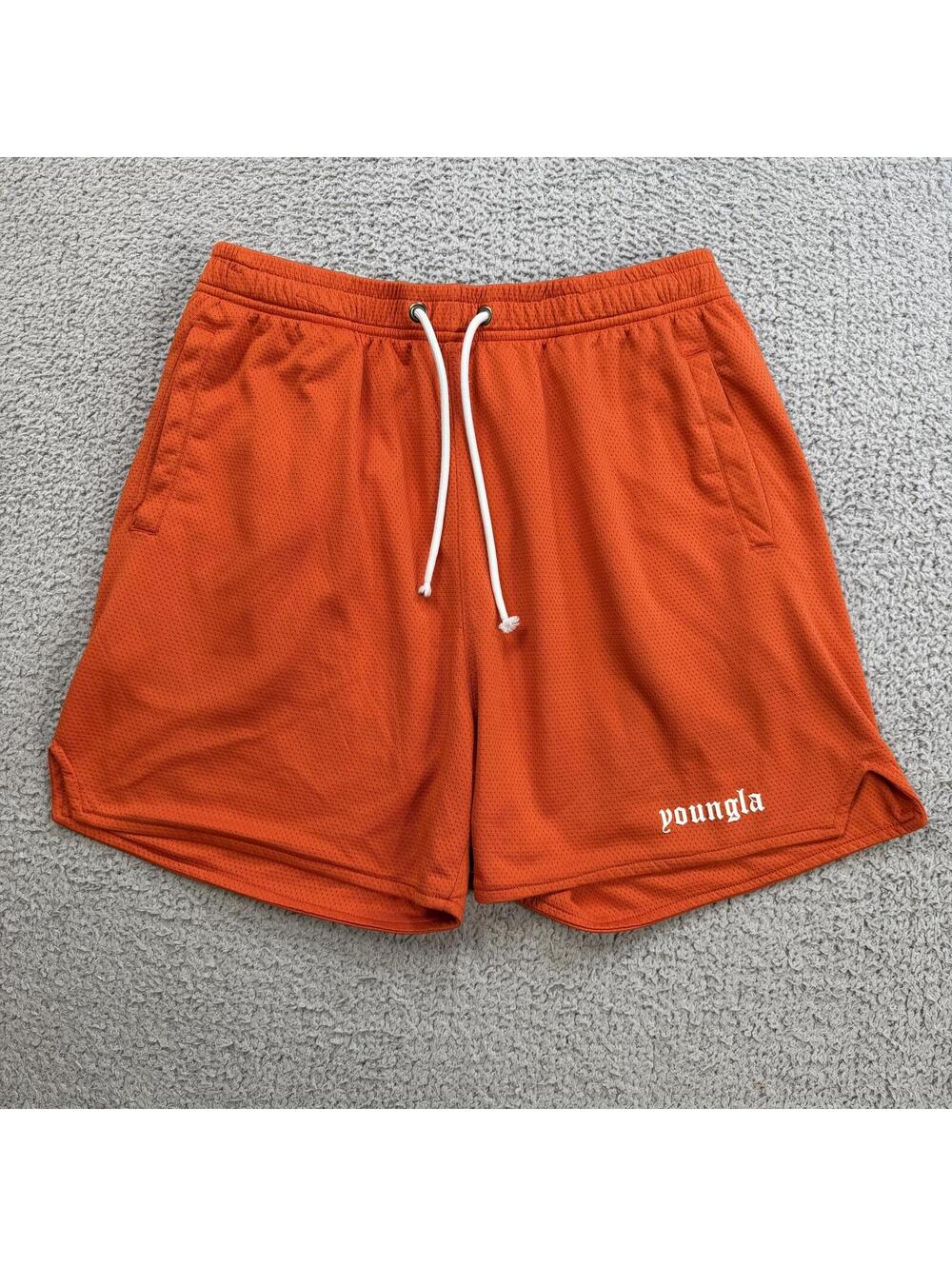YoungLA Orange Mesh Gym Shorts Mens Large Athletic Training Running Bodybuilding
